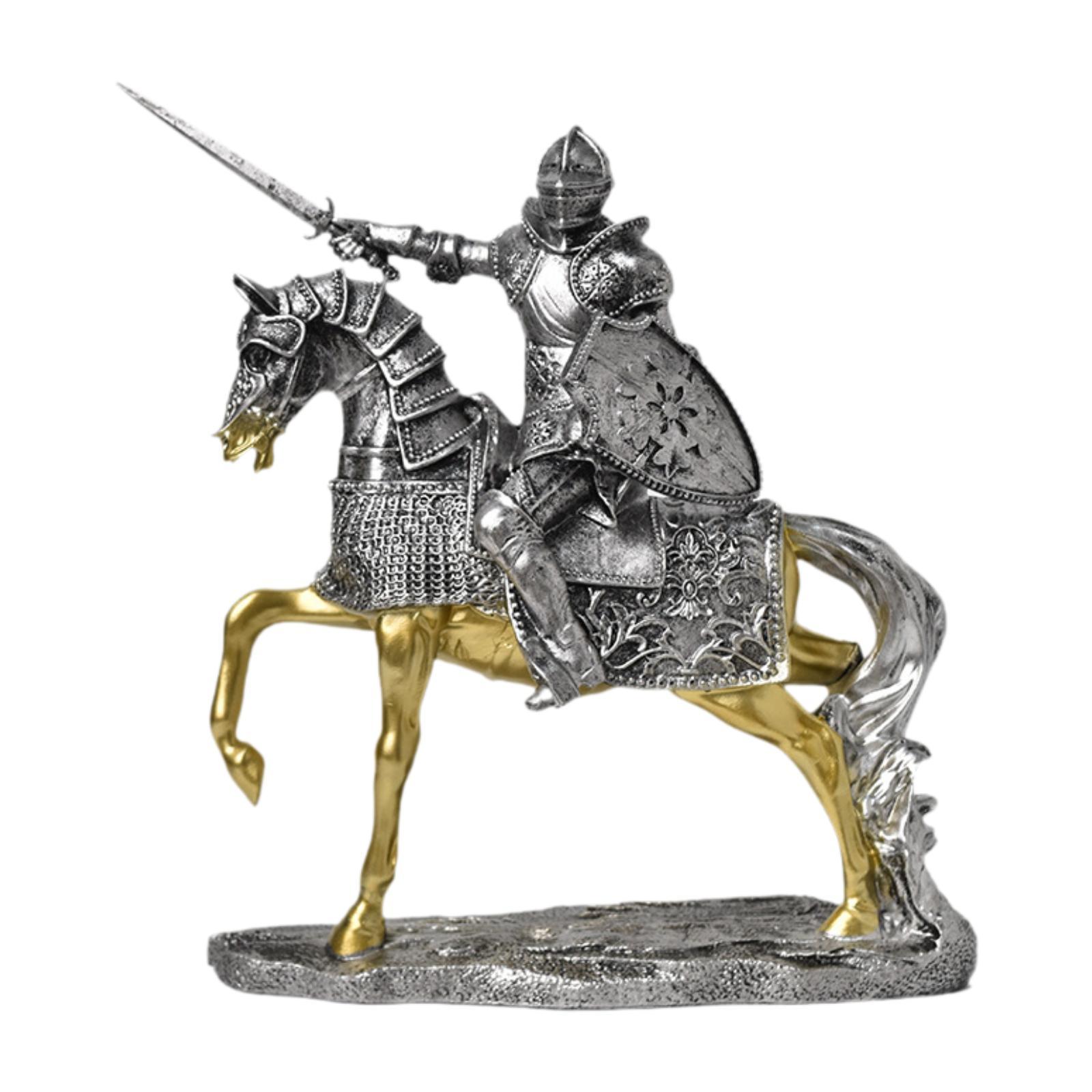 Vintage Collectible Ornaments - Patung Kuda Ksatria Ornamen Meja Resin