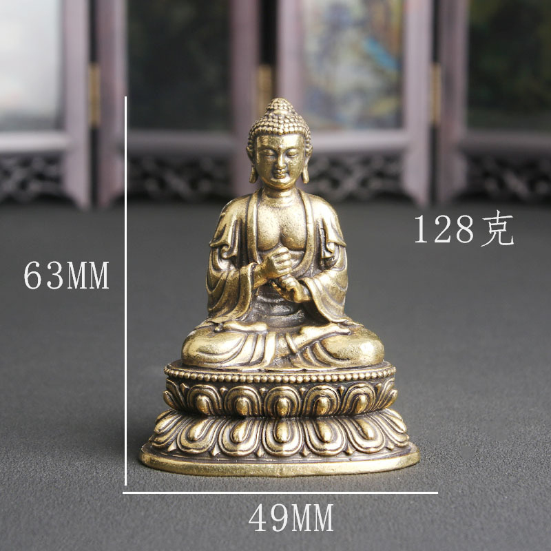 Vintage Collectible Ornaments - Patung Buddha Vairocana Kuningan Murni Antik,