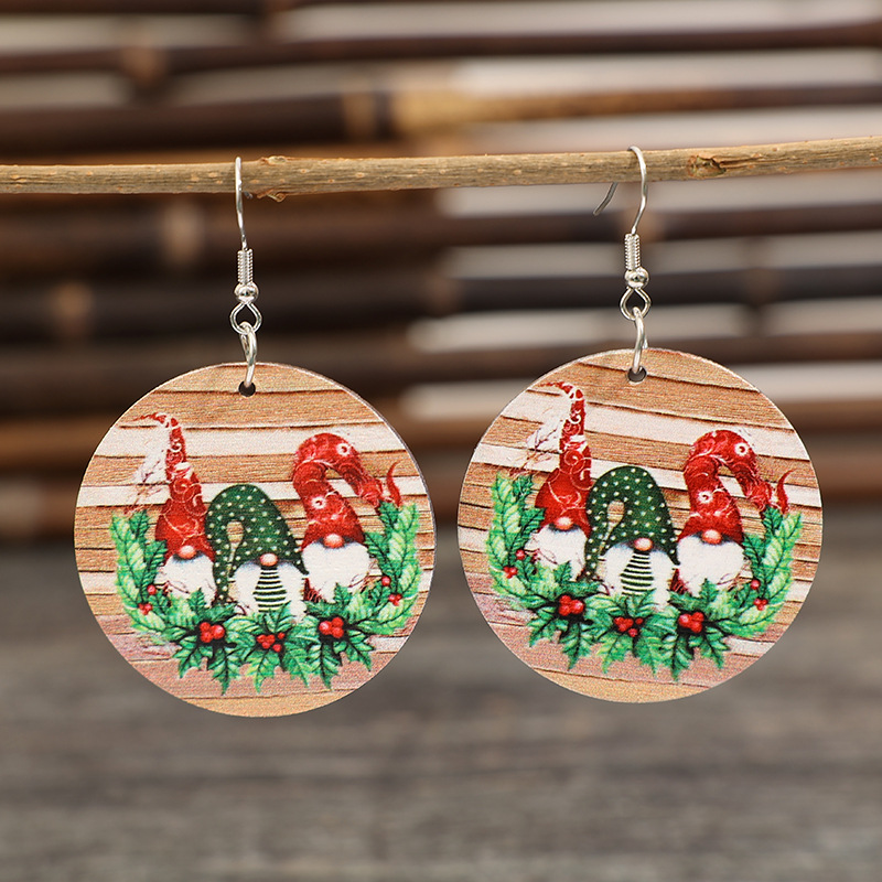 Vintage Collectible Santa - Anting Gantung Santa Koleksi Natal Kayu