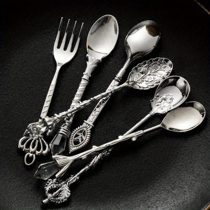 6 buah sendok antik garpu gaya - Vintage Collectible Spoons ulasan dan harga