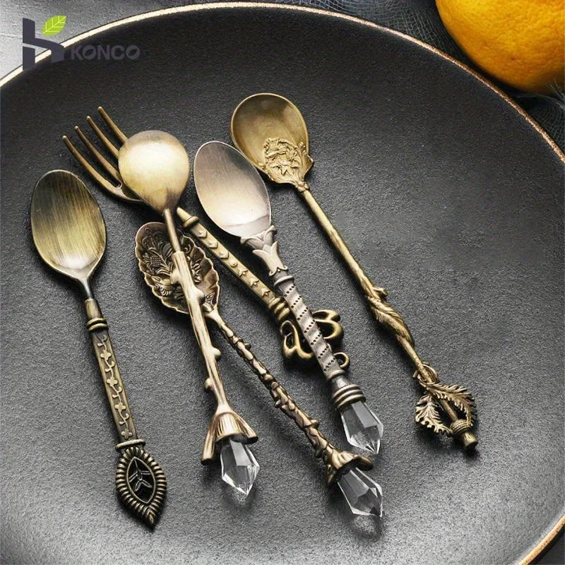 6 buah sendok antik garpu gaya - Vintage Collectible Spoons ulasan dan harga